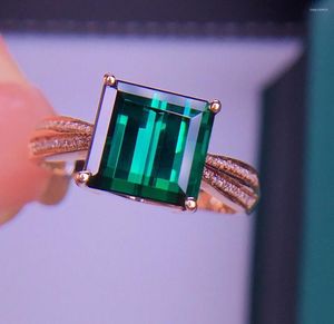 Cluster gaat e021 toermaline ring fijne sieraden solide 18k gouden natuur groene edelstenen 4.3ct diamanten voor aanwezige vrouwen