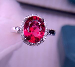 Clusterringen E2023 Fijne sieraden Pure 18K Goud Natural Red Tourmaline 3.1ct Gemstones Diamonds Gift Vrouw voor vrouwen Ring