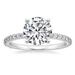 Bagues de cluster Eamti 925 Sterling Silver pour femmes 1 25 CT Round Solitaire Cubique Zircone Bague de fiançailles Promesse Taille 4-12292E