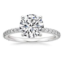 Bagues de cluster Eamti 925 Sterling Silver pour femmes 1 25 CT Round Solitaire Cubique Zircone Bague de fiançailles Promesse Taille 4-12315w