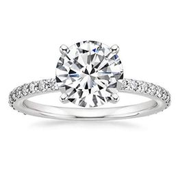 Anneaux de cluster Eamti 925 Sterling Silver pour femmes 1 25 CT Round Solitaire Cubique Zircone Bague de fiançailles Promesse Taille 4-12236I