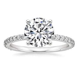 Bagues de cluster Eamti 925 Sterling Silver pour femmes 1 25 CT Round Solitaire Cubique Zircone Bague de fiançailles Promesse Taille 4-12240s