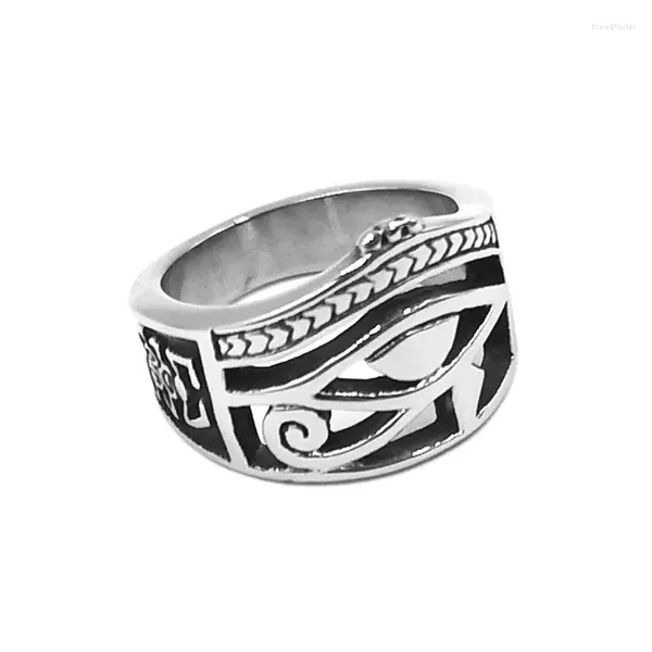 Anillos de racimo Ojo egipcio de Horus Ra Udjat Amuleto Anillo Acero inoxidable Egipto Faraón Ojos Biker Hombres Mujeres Venta al por mayor 828B