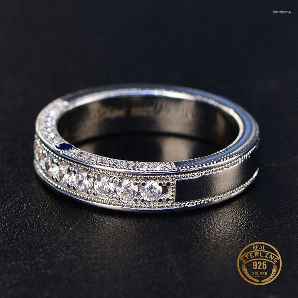 Anillos de racimo elegante Plata de Ley 925 Topacio blanco piedras preciosas compromiso de boda anillo de banda de cóctel joyería para mujeres y hombres