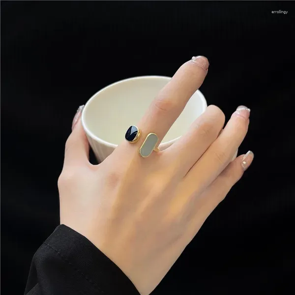 Anillos de racimo elegante gota azul aceite anillo abierto edición coreana simple simple moda para mujer fría y hermosa belleza diosa joyería