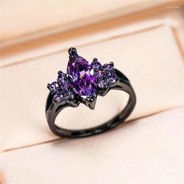 Cluster ringen elegante vrouwelijke kleine paarse stenen ring vintage zwart gouden bruiloft voor vrouwen beloven liefde verloving ringcluster wynn22