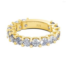 Cluster Anneaux Élégant Moissanite Diamant 925 Bijoux En Argent Pour Les Femmes D Couleur Accessoires De Mariage Cristal Gemme Anneau À La Mode