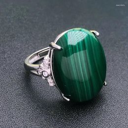 Cluster anneaux élégants naturaux malachite sterling 925 Silver Gemstone 15 20 mm Collier pour les bijoux de fête d'anniversaire pour femmes