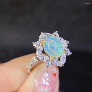 Bagues de cluster Élégant Opal Ring Bijoux Arrivée Top Grade Naturel et réel 925 Sterling Argent