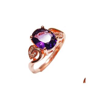 Clusterringen Elegante ring voor vrouwen 925 sier sieradenaccessoires met amethist zirkon edelsteen open vinger bruiloftsfeest groothandel dhtfh