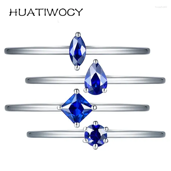 Cluster Anneaux Elegant Ring Silver Bijoux avec Sapphire Gemstone Open Finger pour Girl Women Mariage Party Gifts Accessoires en gros