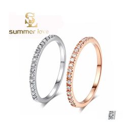 Clusterringen Elegante ros￩gouden kleur helder zirkonia micro -inleg 1,8 mm brede vinger knokkel sier verloving voor vrouwen mode drop d dhmwj