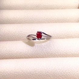 Cluster Ringen Elegante Ruby Zilveren Ring Voor Dagelijks Dragen 4 Mm 5 Mm 0.35ct Natuurlijke Massief 925 Sieraden