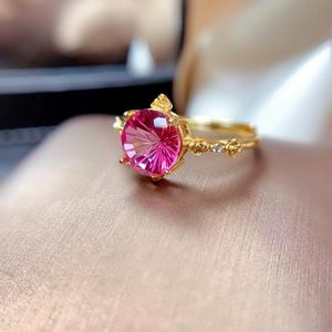 Bagues de grappe cadeau de mariage élégant haute bague en topaze naturelle et réelle fiançailles rose bijoux fins en gros 925 ruban