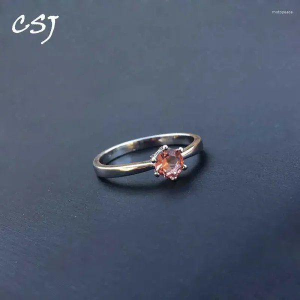 Cluster anneaux élégants anneau zultanite sterling créé le changement de couleur sultanite rond coupé 5 mm fine bijoux de mariage cadeau pour les femmes
