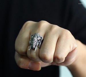 Cluster ringen olifantenring 925 Sterling zilveren Thaise handgemaakte retro persoonlijkheid Domineering Peace Men's Large