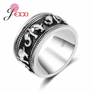 Bagues de cluster Bague ronde d'éléphant pour femme Cadeau d'anniversaire Zircone cubique Bijoux d'anniversaire Bijoux en argent sterling 925