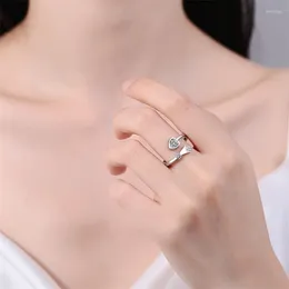 Cluster Ringen Omhelzing Hand Voor Vrouwen Mannen Kleurrijke Hart Zirkoon Vinger Ring Creatief Ontwerp Bruiloft Paar Sieraden Geschenken