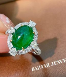 Clusterringen Emerald Ring 4,39 ct puur 18K gouden sieraden groene edelsteen diamant vrouwelijk voor vrouwen fijn