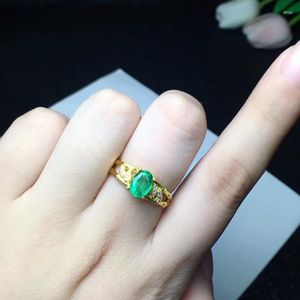 Cluster Rings Emerald Ring Natural Real 925 Sterling Silver 5 7mm Fijne sieraden