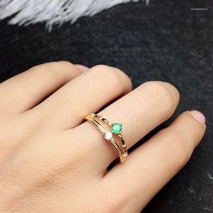 Cluster Rings Emerald Ring Natural Real 925 Sterling Silver 3 mm mm edelsteen