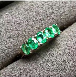 Cluster Rings Emerald Ring Natural Real 925 Sterling Silver 3 4mm 5 -stks Fijne sieraden