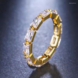 Clusterringen Emmaya Mode Uniek Ontwerp Ring Rechthoekige Gouden Kleur Zirkoon Vinger Voor Vrouwen Sieraden Feestcadeau