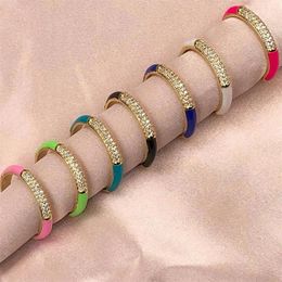 Cluster ringen email Druipende olie zirkoon openingring voor vrouwen multicolor verstelbaar koper vergulde feestjuwelencadeau