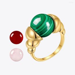 Clusterringen Enfashion Vintage Diy Natural Stones For Women Gold Color Fashion Sieraden Roestvrijstalen ring 2022 Party Anillos R214114