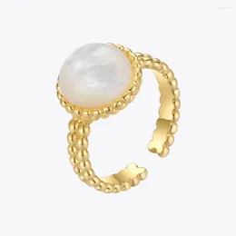 Cluster Ringen ENFASHION Vintage Natuurlijke Shell Voor Vrouwen Open Ring Rvs Mode-sieraden Goud Kleur Anillos Bruiloft R214094