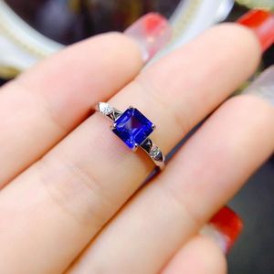 Cluster ringen verlovingsring voor vrouwen Sterling Zilver 925 natuurlijke blauwe Bao Topaz sieraden gratis levering van edelstenen origineel