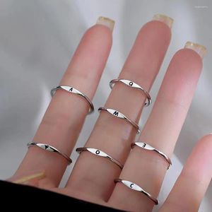 Cluster Ringen Engelse Letter A B C Overlap Opening Vrouwen Ring Koper Resizeable Mode Eenvoudige Bruiloft Vinger Sieraden Groothandel