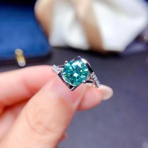 Clusterringen est knetterende groene moissaniet edelsteen ring voor vrouwen sieraden verloving bruiloft 925 zilveren verjaardagscadeau hart