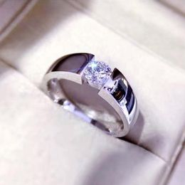 Cluster Ringen Eternal 100% Solid S925 Silver Set 6mm 1CT Gesimuleerde Diamond Engagement Sieraden Huwelijk voor Mannen Vrouwen