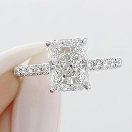 Cluster Ringen Eeuwige 925 Sterling Zilver 4ct Radiant Cut Gesimuleerde Diamond Wedding Engagement Cocktail Edelsteen Sets Voor Vrouwen Sieraden