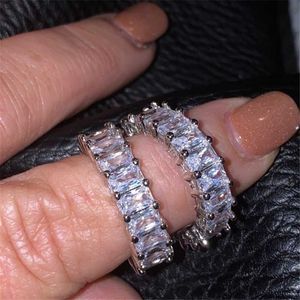 Bagues de cluster Eternity Band Promise Ring 925 Sterling Silver Emeralds Cut Cz Engagement Mariage Pour Femmes Hommes Déclaration Bijoux GiftCluster