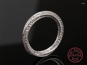 Bagues de grappe Eternity Mobius Band Ring Luxury Full Diamond Stone 925 Sterling Silver Wedding For Women Engagement Jewelry Gift