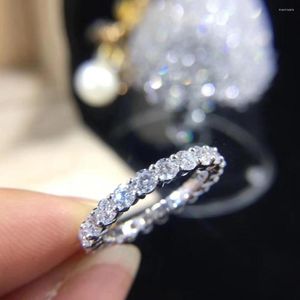 Cluster Ringen Eternity Wedding Band Ring Wit Goud Gevuld 4mm Zirconia Engagement Voor Vrouwen Bruids Vinger Sieraden Cadeau