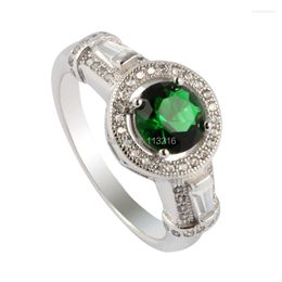 Bagues en grappe Eulonvan Mignon Mariage en argent sterling 925 pour femmes nobles et généreuses Accessoires Vert foncé Cubic Zirconia S-3786 Taille 6 8 9