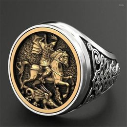 Clusterringen Europa en Amerika Men Knight zilveren kleurring Domineering retro mannelijke vinger creatieve sieraden accessoires