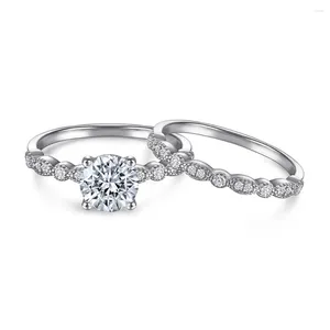 Clusterringen Europa en de Verenigde Staten S925 zilveren roségouden diamanten ring damesset modetrend vervaagt niet 5A zirkoon