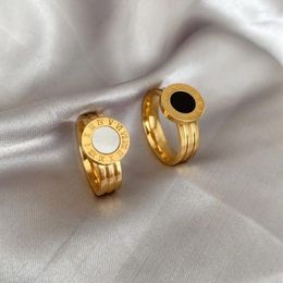 Clusterringen Europees Amerikaans roestvrij staal Romeins cijfer Shell Ring Vrouwelijke sieraden Wijsvinger