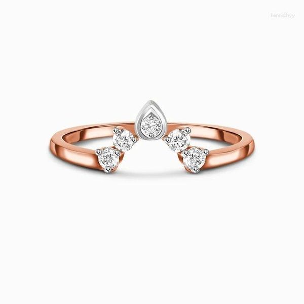 Anillos de racimo Estilo fresco europeo y americano S925 Plata esterlina con incrustaciones con circón Anillo de oro rosa Joyería simple Pequeño sentido del diseño