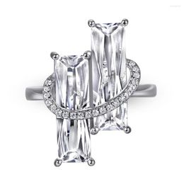 Clusterringen Europese en Amerikaanse modetrend S925 zilver ingelegde edelsteen 5A sterling zirkoon diamanten ring dames