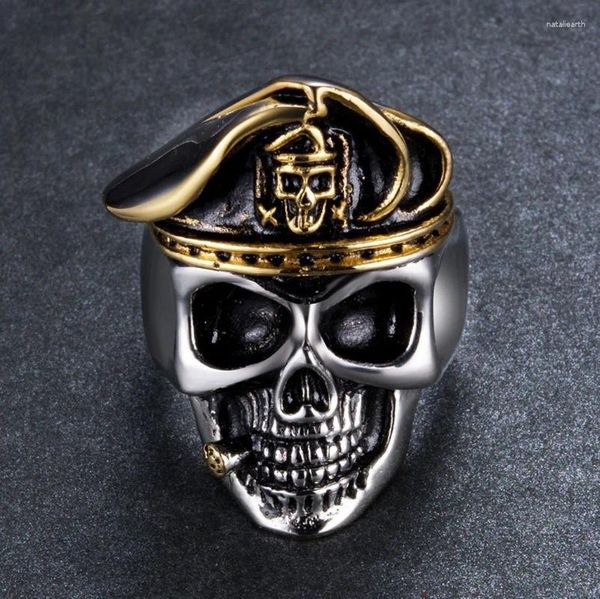 Bagues de cluster personnalité de la mode européenne et américaine classique officier des forces spéciales anneau de crâne hommes rock biker bijoux en gros