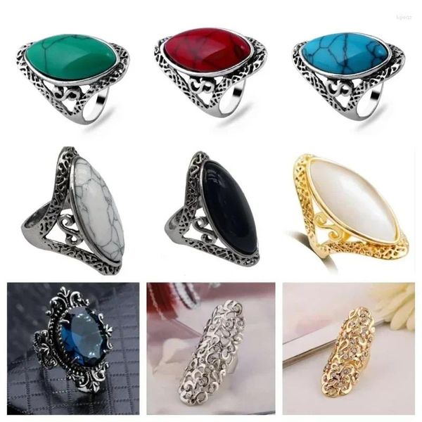 Anillos de clúster Red de joyas de novias europeas y estadounidenses de trabajo bohemio