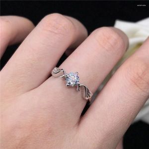 Cluster Ringen Uitstekende Kwaliteit Echt 14K Goud 0.5CT Moissanite Verlovingsring Vrouwen Witte Sieraden Mooi Cadeau Test Natuurlijk