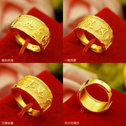 Cluster Ringen Exquisite 14k Gold Ring voor Mannen Bruiloft Engagement Sieraden Niet Fade Heren Hand Lucky Man Male Birthday Geschenken