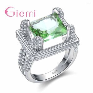 Clusterringen Prachtige heldere groene stenen vinger voor vrouwen 925 Sterling Silver Accessories Rooil mooie goederen snel