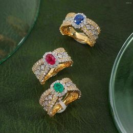 Bagues de cluster Design exquis Cristaux ovales Bijoux en argent sterling 925 pour femmes Vintage Charm Mariage Mariage Anniversaire Engagement Cadeau